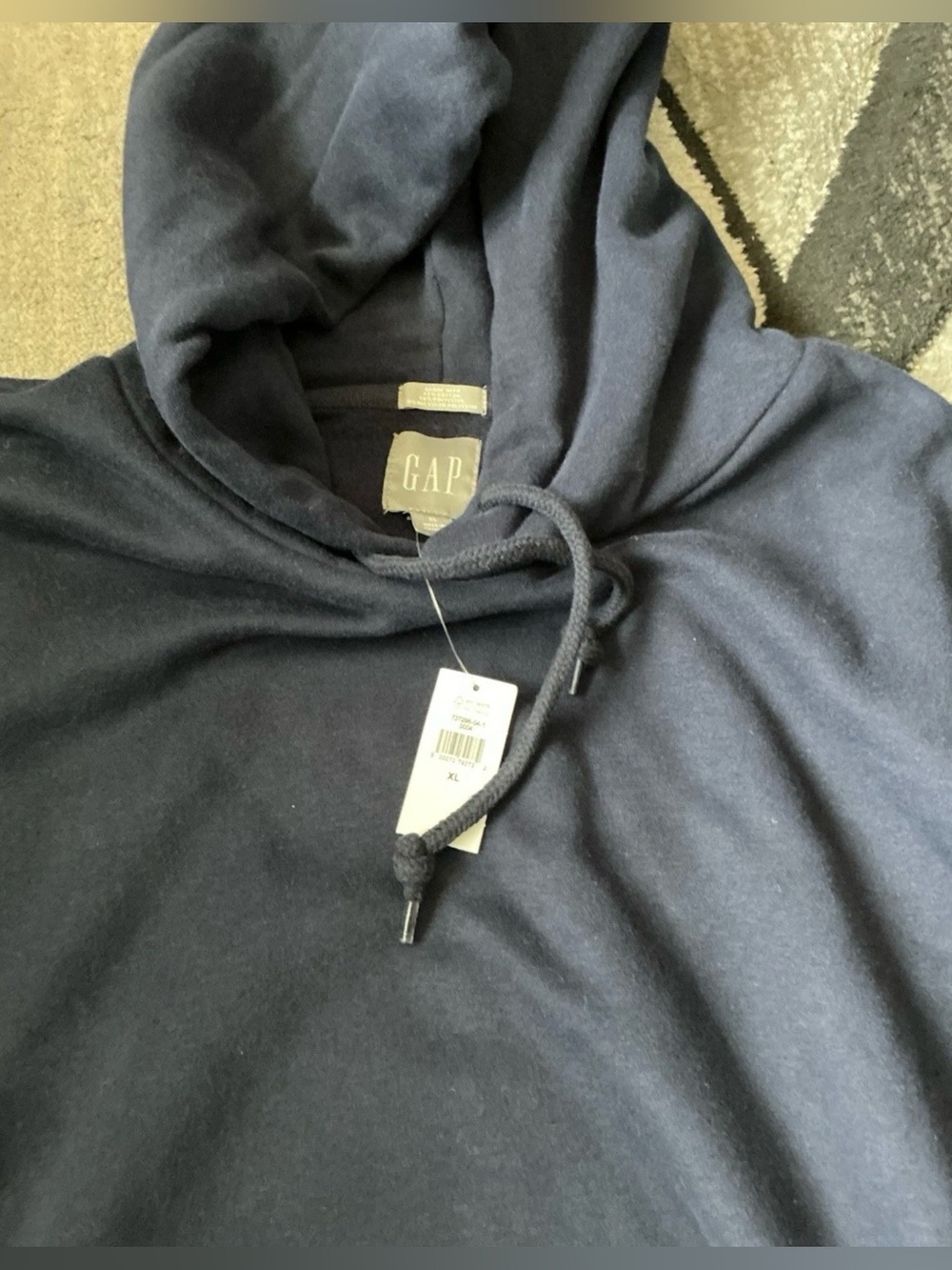 Size XL - Gap Navy Blue Soft Cotton Blend Pullover Hoodie Sweatshirt - Picture 3 of 4